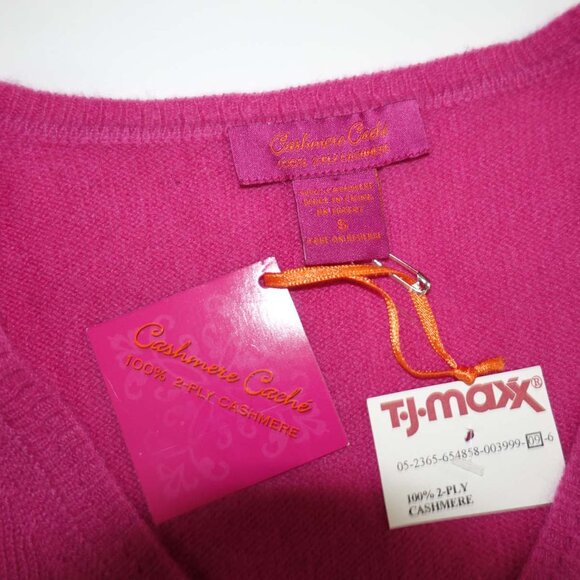 Cashmere Cache Women's 100% 2 Ply Cashmere V-Neck Sweater Small Pink Pullover S - Picture 4 of 5